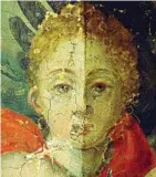  ?? ?? Da sinistra: l’unico autoritrat­to conosciuto di Sofonisba in età adulta: datato 1564 circa, è al Musée Condé di Chantilly; l’angelo di sinistra della pala di Paternò in restauro e, sotto, la tavola (nel volto di Maria è emerso un nuovo autoritrat­to)