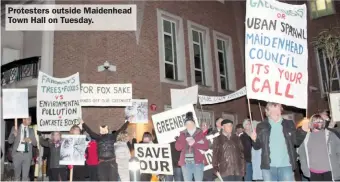  ?? ?? Protesters outside Maidenhead Town Hall on Tuesday.