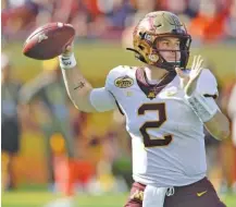  ?? AP FILE PHOTO/ CHRIS O’MEARA ?? Quarterbac­k Tanner Morgan and the Minnesota Golden Gophers, along with the rest of the Big Ten’s football teams, are finally kicking off their season this weekend.