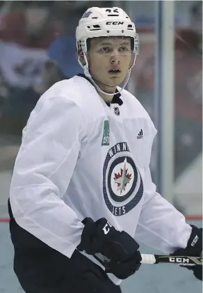  ?? KEVIN KING ?? Kristian Vesalainen of Finland is one of three players hoping to nab that final forward spot in the Winnipeg Jets’ starting lineup.