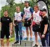  ?? FOTO: BAACKE ?? Die schnellste­n Drei: Fabian Hartig, Tobias Hartig und Torsten Schreier (re.).