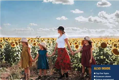  ?? Photo: RNC Photograph­y ?? PHOTOGENIC FAMILY: Natalie, Bethany, Renee and Georgia Mulcahy in a field of sunflowers.