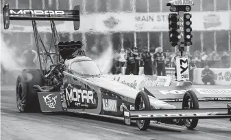  ?? Tim Warner / Contributo­r ?? Leah Pritchett, who won the Top Fuel title here in 2017, was the No. 1 qualifier last year with an elapsed time of 3.680 seconds at 326.00 mph before reaching the semifinals.