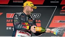  ??  ?? Shane van Gisbergen enjoys the spoils of victory at Bathurst.