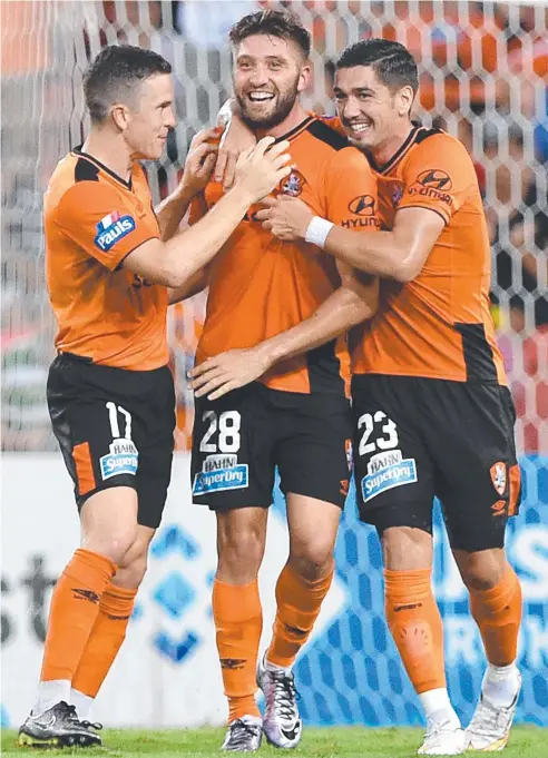  ??  ?? HAT-TRICK HIGH: Brandon Borrello celebrates after firing home his fifth goal of the season.