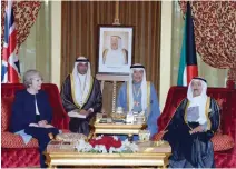  ??  ?? His Highness the Amir Sheikh Sabah Al-Ahmad Al-Jaber Al-Sabah meets with British Prime Minister Theresa May.