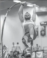  ?? Submitted photo ?? UP AND OVER: Lake Hamilton alum Nick Johnson is in his second season as a pole vaulter for South Dakota’s men’s track and field team.