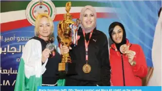  ??  ?? Maria Grozdova (left), Olfa Sherni (centar) and Moza Ali (right) on the podium.