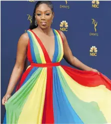  ??  ?? Tiffany Haddish honoured her father in the colours of the Eritrean flag.