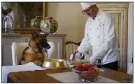  ?? (Netflix) ?? Gunther the wealthy German shepherd is served steak by a member of his staff in the Netflix docuseries “Gunther’s Millions,” now streaming (TV-MA).
