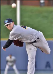  ?? KYLE FRANKO — TRENTONIAN PHOTO ?? Yankees pitcher Jordan Montgomery, on a rehab assignment with the Thunder, throws to the plate against Reading during Game 1 of the ELDS at FirstEnerg­y Stadium on Wednesday night.