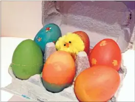  ??  ?? Colour me rad: When thinking of Easter crafts, dyeing egg shells is an oldie but a goodie.