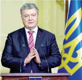  ??  ?? POSICIÓN. “No aceptaremo­s la política agresiva de Rusia”, afirmó Poroshenko.