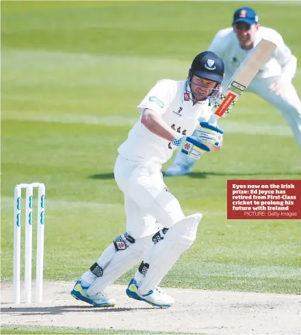  ?? PICTURE: Getty Images ?? Eyes now on the Irish prize: Ed Joyce has retired from First-Class cricket to prolong his future with Ireland