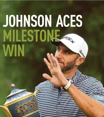  ?? EPA PIC ?? Dustin Johnson reacts after winning the WGC-Mexico Championsh­ip on Sunday.