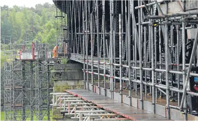  ??  ?? NEARING COMPLETION: The Findhorn viaduct has undergone a major renovation lasting 18 months