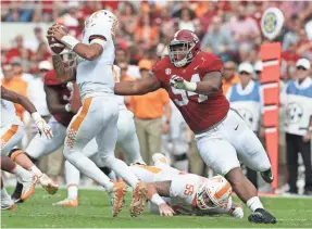  ?? MARVIN GENTRY/USA TODAY SPORTS ?? Alabama defensive lineman Da’Ron Payne is projected to be the second defensive lineman taken in the NFL draft.