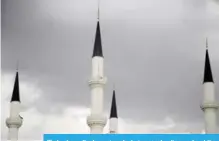  ??  ?? Photo shows the four minarets during constructi­on works at the Hala Sultan mosque outside of the divided capital Nicosia, in the Turkish occupied northern part of the Island of Cyprus. — AP