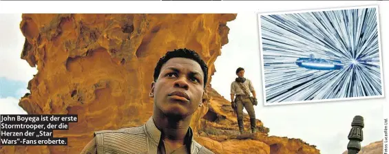  ??  ?? John Boyega ist der erste Stormtroop­er, der die Herzen der „Star Wars“-Fans eroberte.