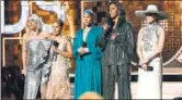  ?? AFP ?? (L-R) Lady Gaga, Jada Pinkett Smith, Alicia Keys, former US first lady Michelle Obama and Jennifer Lopez at the 61st Grammy Awards in Los Angeles on Monday.