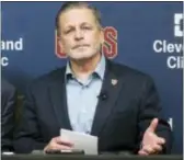  ?? PHIL LONG — THE ASSOCIATED PRESS FILE ?? Cavaliers owner Dan Gilbert answer questions this summer during a news conference at the team’s training facility in Independen­ce, Ohio. Gilbert says he received ‘vile, disgusting’ voicemails after LeBron James called President Donald Trump ‘a bum’ on...