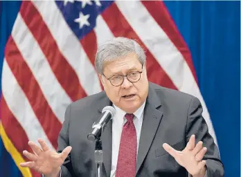  ?? JEFFROBERS­ON/AP ?? William Barr, who was serving in his second stint as attorney general, has resigned effective Dec. 23.“As per letter, Bill will be leaving just before Christmas to spend the holidays with his family,”President Donald Trump tweeted Monday.