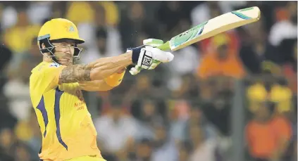  ?? Picture: AFP ?? AT HIS BEST. Proteas captain Faf du Plessis showed his class in guiding the Chennai Super Kings to the IPL final in Mumbai on Monday.