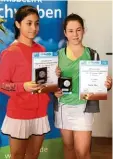  ??  ?? Wurde Dritte bei der U14: Paulina Koch (rechts) vom TC Friedberg.