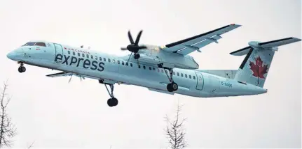  ?? RYAN TAPLIN • THE CHRONICLE HERALD ?? An Air Canada Express flight approaches Halifax Stanfield Internatio­nal Airport in January.