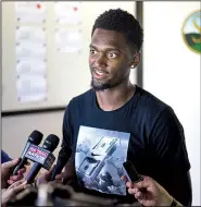  ?? NWA Democrat-Gazette/CHARLIE KAIJO ?? Former Arkansas Razorback and Chicago Bulls power forward Bobby Portis averaged a career-high 13.2 points and 6.8 rebounds per game in this third season in the NBA.