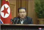  ?? KOREAN CENTRAL NEWS AGENCY — KOREA NEWS SERVICE ?? North Korean leader Kim Jong Un speaks during a parliament meeting in Pyongyang, North Korea, on Wednesday.