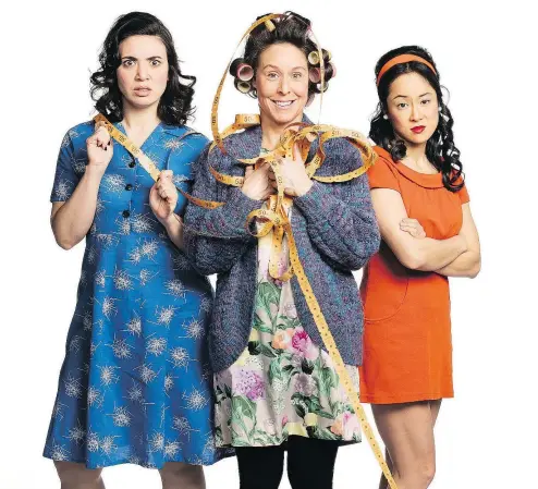  ??  ?? Melissa Oei, France Perras, and Agnes Tong are among the ensemble cast in Ruby Slippers’ production of Michel Tremblay’s Les Belles-sours, which runs at the Gateway Theatre from Sept. 27-Oct. 6.