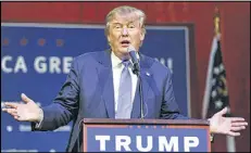  ?? JOHN AMIS / AP ?? Republican presidenti­al candidate Donald Trump speaks during a campaign rally held at the Atlanta Trade Center on Saturday in Norcross.