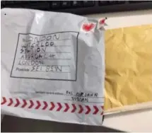  ??  ?? Waterloo: A padded envelope was inside parcel