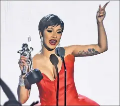  ??  ?? Over the moon: Star rapper and new mom Cardi B on Monday night.
