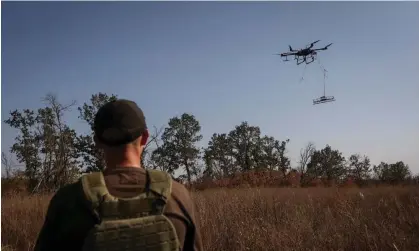  ?? Photograph: Reuters ?? A drone in action. Australia’s military has bought the AIM Defence Fractl:2 anti-drone system.