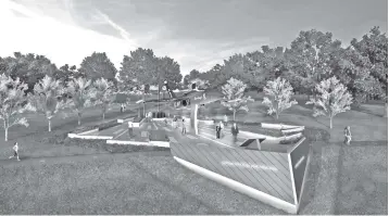  ?? CONTRIBUTE­D RENDERING ?? The Town of Smyrna is raising money to build a memorial dedicated to U.S. Marine Corps Capt. Jeff Kuss, the Blue Angels pilot who died preparing for The Great Tennessee Air Show on June 2, 2016.
