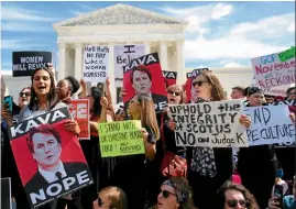  ?? Getty Images/afp/saul Loeb ?? Just say nope: Demonstrat­ors protest against Brett Kavanaugh’s nomination to the Supreme Court bench