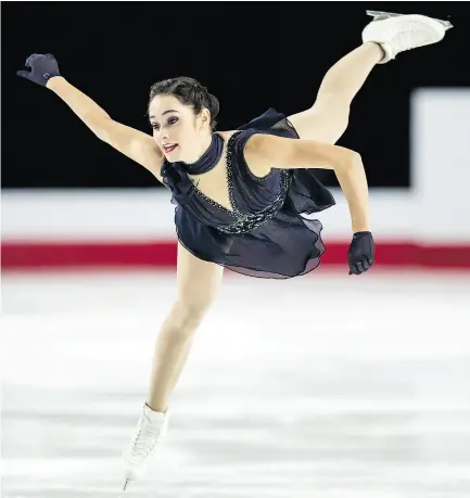  ?? DARRYL DYCK / THE CANADIAN PRESS ?? Kaetlyn Osmond managed a clean skate following a mishap during the senior women’s competitio­n at the Canadian Figure Skating Championsh­ips in Vancouver on Friday.