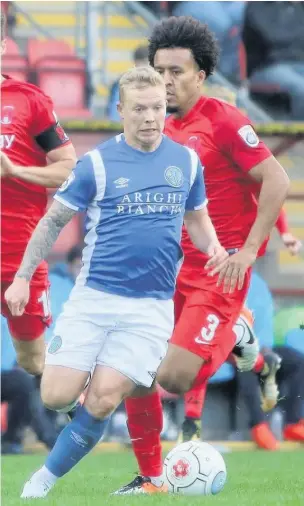  ??  ?? Elliot Durrell in action against Leyton Orient