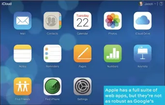  ??  ?? Apple has a full suite of web apps, but they’re not as robust as Google’s