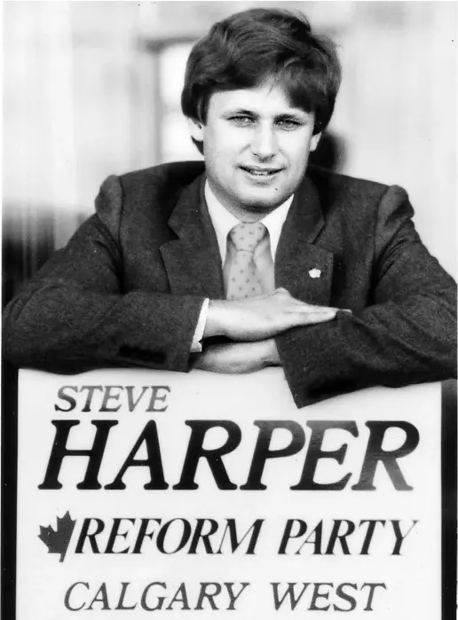  ?? Postmedia News files ?? Stephen Harper campaigns for the Reform party in 1988.