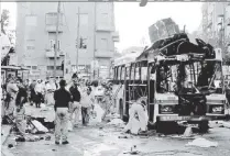  ??  ?? In 2003, a Hamas teen set off an explosion on a public bus in Jerusalem (above), killing 17 and injuring dozens, including Sarri Singer (below).