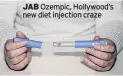  ?? ?? JAB Ozempic, Hollywood’s new diet injection craze