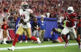  ?? GETTY IMAGES ?? Receiver Marquise Goodwin (shown with the 49ers) sat out last season because of coronaviru­s concerns.