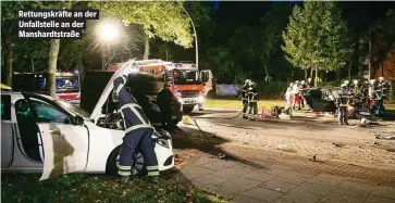  ??  ?? Rettungskr­äfte an der Unfallstel­le an der Manshardts­traße