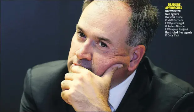  ?? TONY CALDWELL ?? Senators general manager Pierre Dorion will have no shortage of interest in his players from other teams if they choose not re-sign.