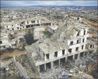  ?? AP PHOTO ?? This Jan. 19, 2018, photo shows the destructio­n of the Ramouseh neighborho­od in eastern Aleppo, Syria.