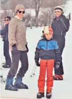  ?? ?? iThen: a young Gabriella with her family on the slopes jNow: with her two daughters in Val d’Isère, right