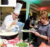  ??  ?? ITALIAN EATS From rocket and pecorino salad (below) to risotto in a cheese wheel, guests enjoyed a scrumptiou­s Italian feast prepared by The Fullerton Hotel Singapore chefs